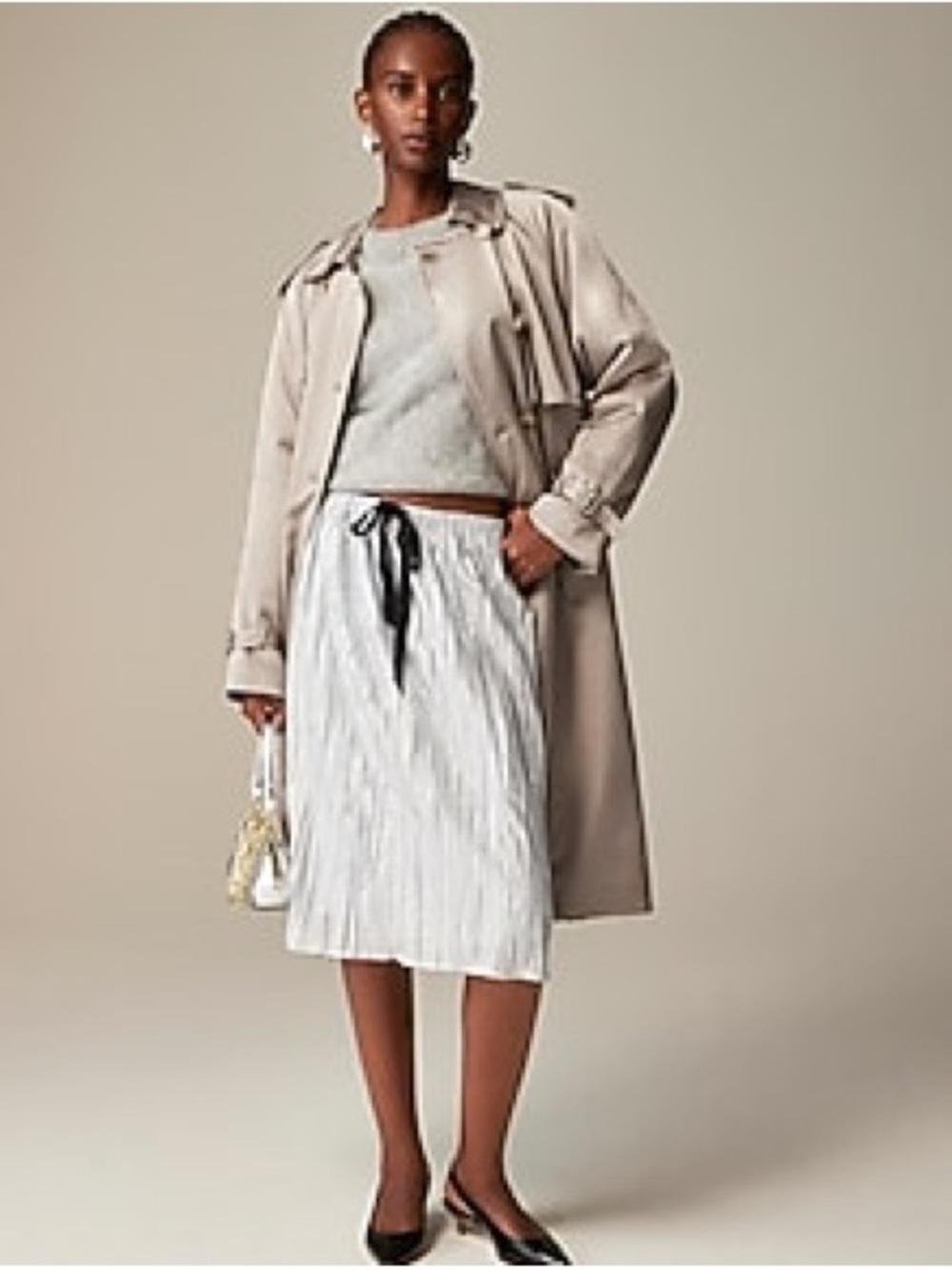 J. CREW COLLECTION || Lite Blue/Silver Pleated Midi Skirt. Sz. M